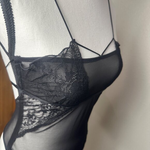 Zara Womens Black Sheer Lace Bodysuit With Adjustable Straps Size Small NWT - Picture 11 of 16